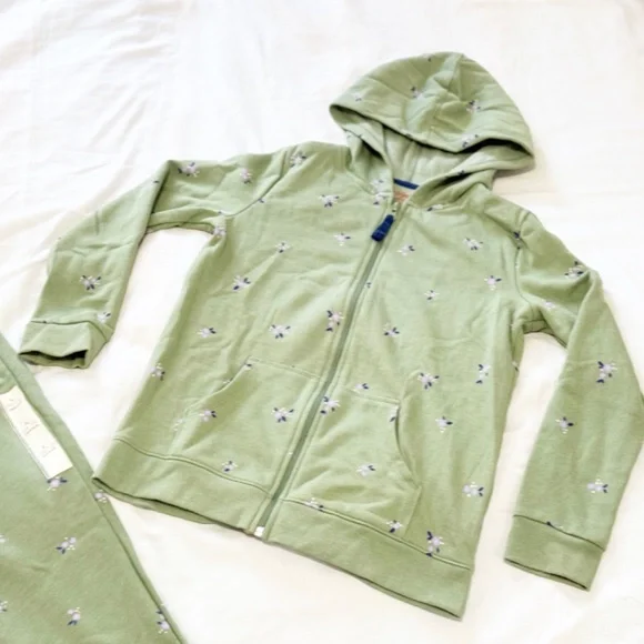 NEW Cat & Jack 2Pc Set Girls Activewear Sweatpants Zip-up Sweatshirt 10/12 Green - Picture 3 of 4